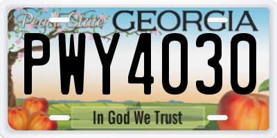GA license plate PWY4030