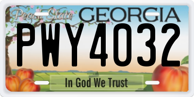 GA license plate PWY4032