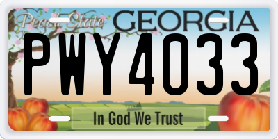 GA license plate PWY4033