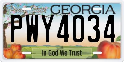 GA license plate PWY4034