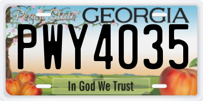 GA license plate PWY4035