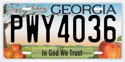 GA license plate PWY4036