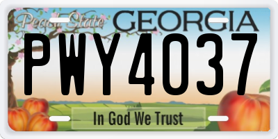 GA license plate PWY4037