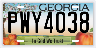 GA license plate PWY4038