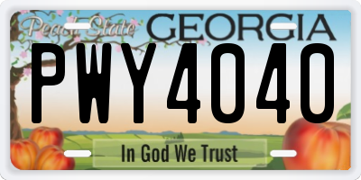 GA license plate PWY4040