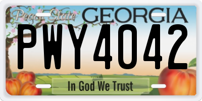 GA license plate PWY4042