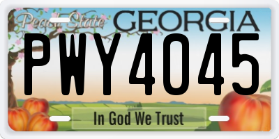 GA license plate PWY4045