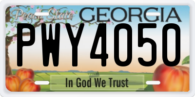 GA license plate PWY4050