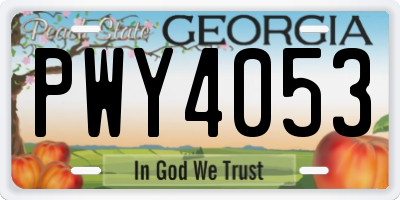 GA license plate PWY4053