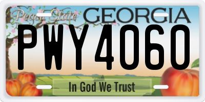 GA license plate PWY4060