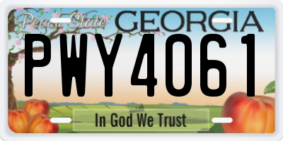 GA license plate PWY4061