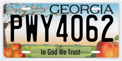 GA license plate PWY4062