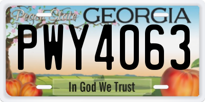 GA license plate PWY4063