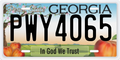 GA license plate PWY4065