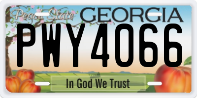 GA license plate PWY4066
