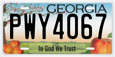 GA license plate PWY4067