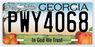 GA license plate PWY4068