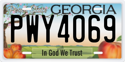 GA license plate PWY4069