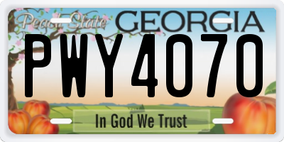 GA license plate PWY4070