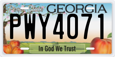 GA license plate PWY4071