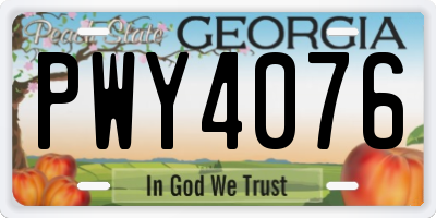 GA license plate PWY4076