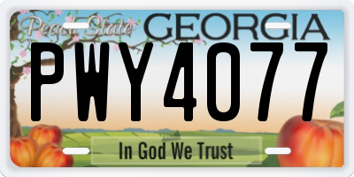 GA license plate PWY4077