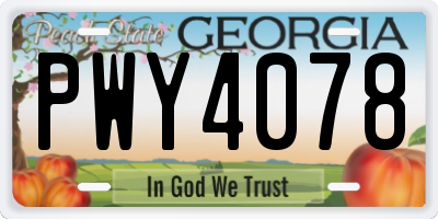 GA license plate PWY4078