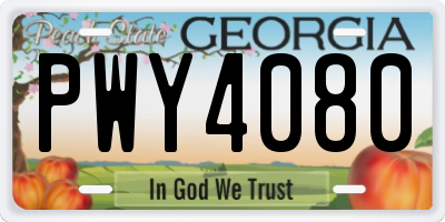 GA license plate PWY4080