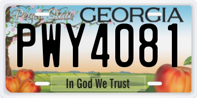 GA license plate PWY4081