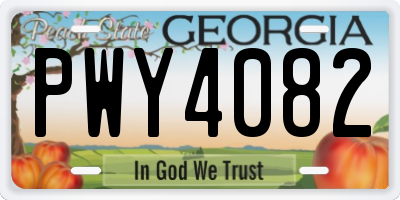 GA license plate PWY4082