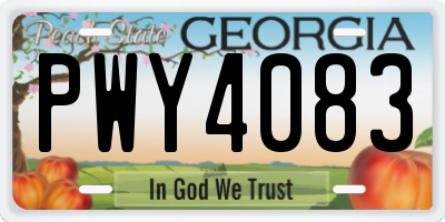 GA license plate PWY4083