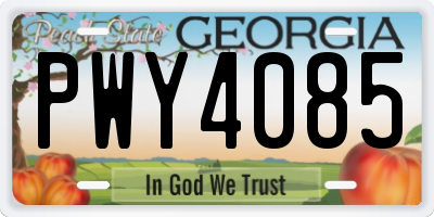 GA license plate PWY4085