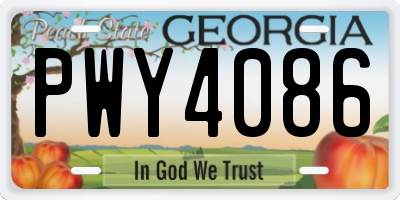 GA license plate PWY4086
