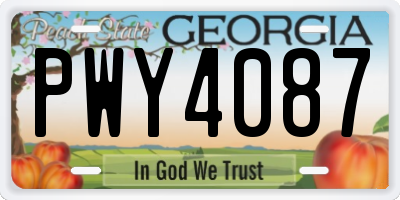 GA license plate PWY4087