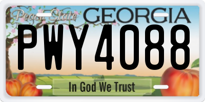 GA license plate PWY4088