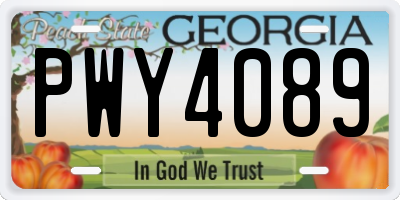 GA license plate PWY4089