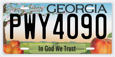 GA license plate PWY4090