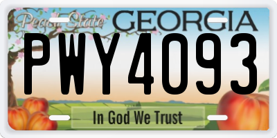 GA license plate PWY4093