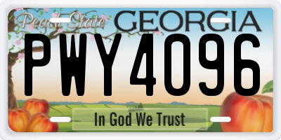 GA license plate PWY4096