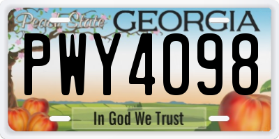 GA license plate PWY4098