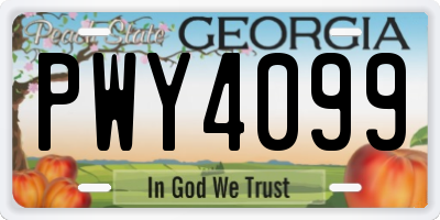GA license plate PWY4099