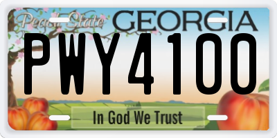 GA license plate PWY4100