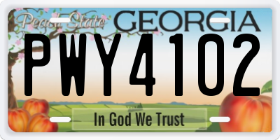 GA license plate PWY4102
