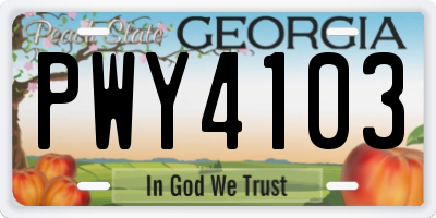 GA license plate PWY4103