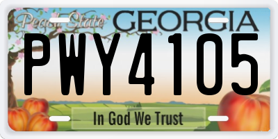 GA license plate PWY4105
