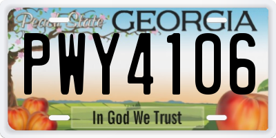 GA license plate PWY4106