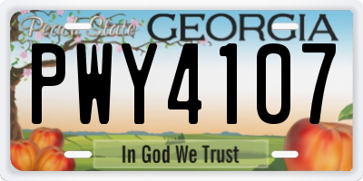 GA license plate PWY4107