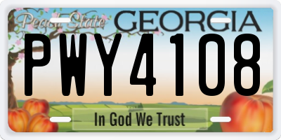 GA license plate PWY4108