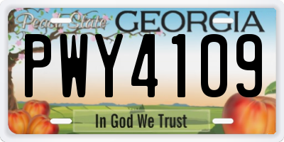 GA license plate PWY4109
