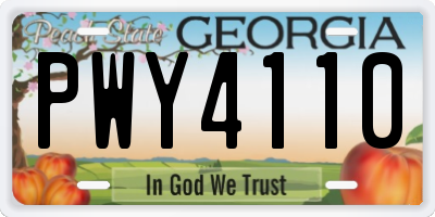 GA license plate PWY4110